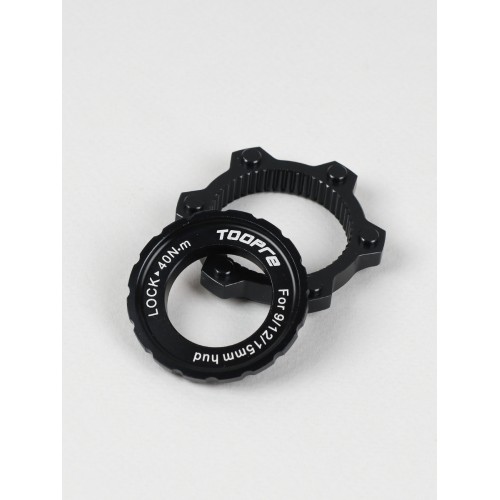 Адаптер тормозного диска Six-hole (6 болтов) под крепление втулки Centerlock hub. TOOPRE CLDA-01 (адаптер+ чашка), черный
