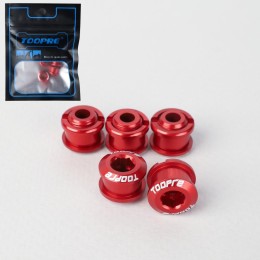 Бонки алюминиевые TOOPRE CN-01 12х12х9.6mm болт + гайка 6.5мм высота для крепления передних звёзд (5 шт), красные