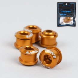 Бонки алюминиевые TOOPRE CN-01 12х12х9.6mm болт + гайка 6.5мм высота для крепления передних звёзд (5 шт), золотые