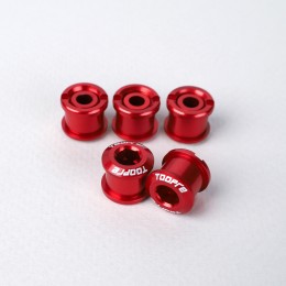Бонки алюминиевые TOOPRE CN-02 12х12х9.6mm болт + гайка 8.5мм высота для крепления передних звёзд (5 шт), красные