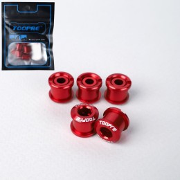Бонки алюминиевые TOOPRE CN-02 12х12х9.6mm болт + гайка 8.5мм высота для крепления передних звёзд (5 шт), красные