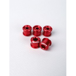 Бонки алюминиевые TOOPRE CN-02 12х12х9.6mm болт + гайка 8.5мм высота для крепления передних звёзд (5 шт), красные