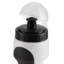 Бутылка для воды 650 мл, велосипедная, пластик HDPE, белая с черными вставками, 7х23.5 см, с крышкой