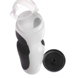 Бутылка для воды 650 мл, велосипедная, пластик HDPE, белая с черными вставками, 7х23.5 см, с крышкой