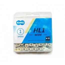 Цепь 1 ск. KMC-HL1-W HALF LINK (1-ск.), для ВМХ и FIXIE, 100 зв., пин 9,5 мм, SILVER (НL-710) (OEM)