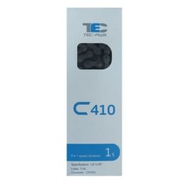 Цепь 1 ск. TEC C410, 1/2" X 1/8" 112 звеньев, с замком цепи, серебристая/чёрная