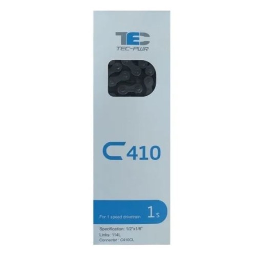 Цепь 1 ск. TEC C410, 1/2" X 1/8" 112 звеньев, с замком цепи, серебристая/чёрная