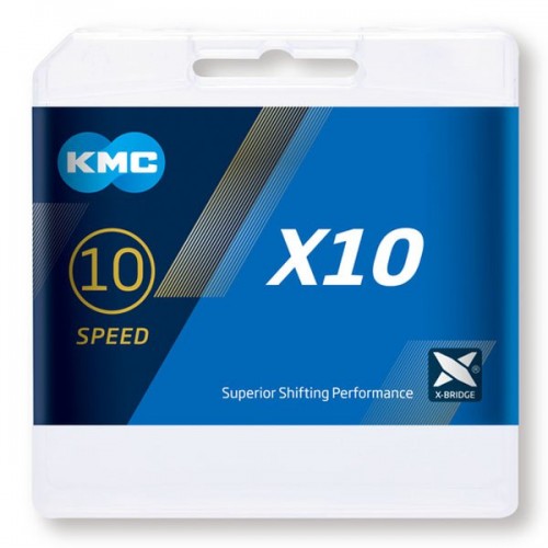 Цепь 10 ск. KMC X10, 1/2"х11/128", 116зв, серебристая с замком 10R/CL559R