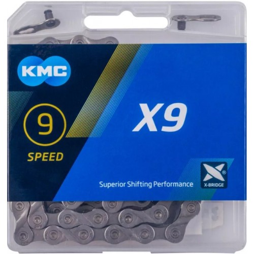 Цепь 9 ск. KMC Х-9 Grey с замком, 1/2"х11/128", 114 зв. 6,6мм, инд.уп.