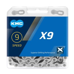 Цепь 9 ск KMC X9 Silver 114 зв, с замком
