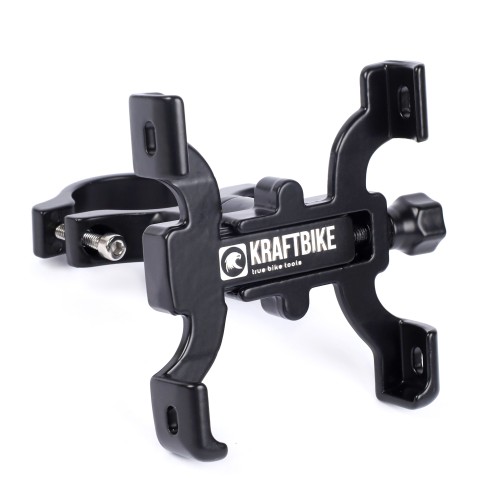 Держатель для телефона KRAFTBIKE. Поворот 360. Наклон в пути 180. алюминиевый прорезиненный, черный