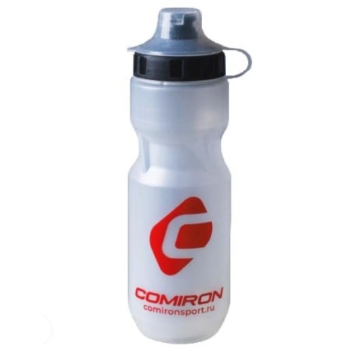 Фляга для воды  COMIRON "Advance" 850 мл. с пылевой крышкой и одноцветным принтом, прозрачная