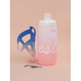 Фляга с флягодержателем для воды COMIRON ESLNF 620мл., двухцветная с пылевой силиконовой крышкой, розово-белая