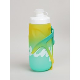 Фляга с флягодержателем для воды COMIRON ESLNF 620мл. двухцветная с пылевой силиконовой крышкой, желтая-зеленая