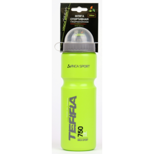 Фляга велосипедная с защитой от пыли 750мл, зеленая, инд.уп. Vinca sport