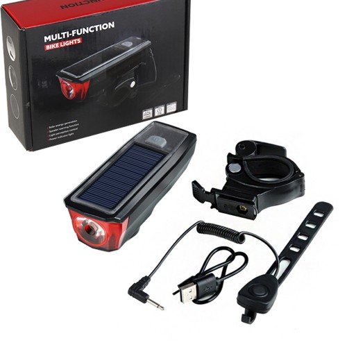 Фонарь передний COMIRON "SUNPOWER", 350lm, 120Дб, POWER BANK, солн. батарея