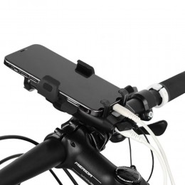 Фонарь передний COMIRON "TOPHOLD" 2*T6 LED 500lm, POWER BANK, 3 режима, сигнал 130Дб, крепление смартфона