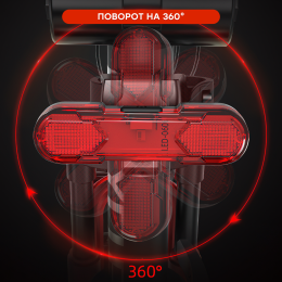 Фонарь задний COMIRON TA10 корпус: ABS, IPX5; свет: COB(5LED), 80lm; аккум: 220mAh, USB; четыре режима, поворотный на 360С