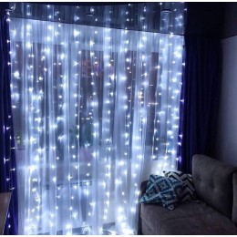 Гирлянда занавес с пультом 3*3, холодный белый