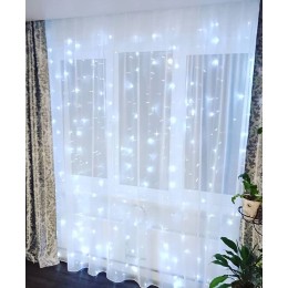 Гирлянда занавес с пультом 3*3, холодный белый