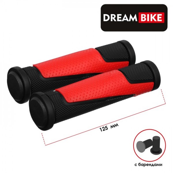 Грипсы 125 мм Dream Bike с барендами, чёрный/красный