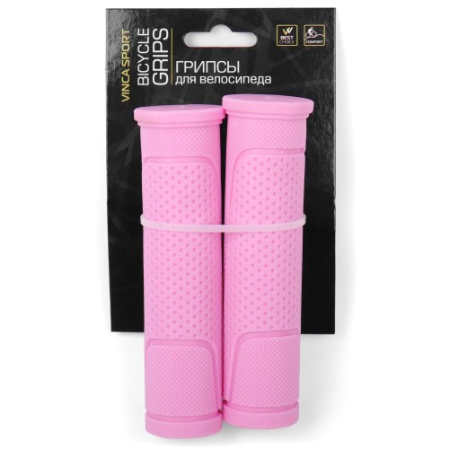 Грипсы 125 мм резиновые,  инд. уп. Vinca Sport, розовые