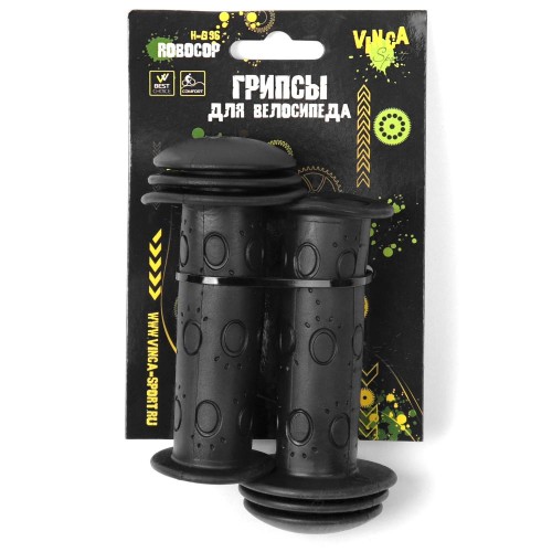 Грипсы детские, резиновые, длина 102мм, черные, инд.уп.Vinca Sport