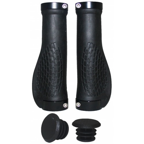 Грипсы эргономичные 130 мм, чёрные, зажим черный,инд.уп. Vinca sport