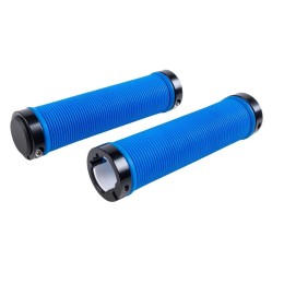 Грипсы круглые с двумя кольцами фиксаторами TPE 130 мм SZ-151A, синие