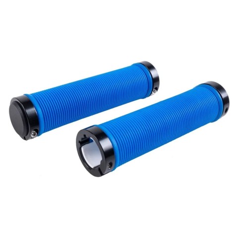 Грипсы круглые с двумя кольцами фиксаторами TPE 130 мм SZ-151A, синие