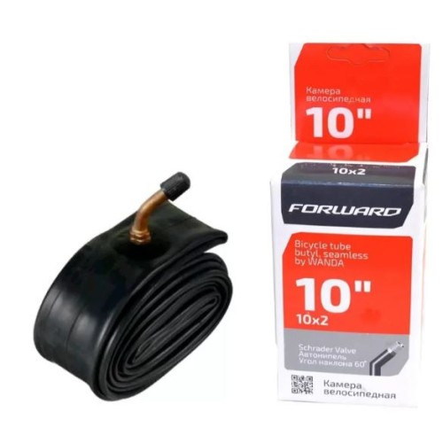 Камера 10"х2,0 TU1030B, бутил, Schrader (AV) гнутый ниппель (60 гр.), FORWARD by WANDA