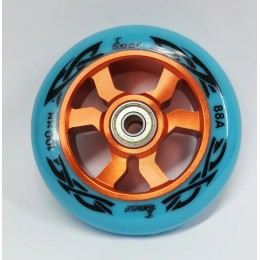 Колесо 100 мм, алюминий. ABEC-9, голубой/оранжевый