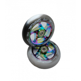 Колесо 110 мм Алюминий. ABEC-9, неохром - черный/белый