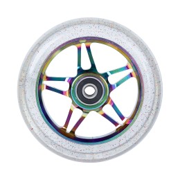 Колесо 110 мм с подшипниками ABEC-9 JJ-032-110 PU, обод алюминевый, бензиновое/прозрачное