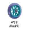 Колесо 110 мм W39 с подшипниками ABEC-9 PU, обод алюминевый, голубой с сиреневым