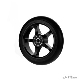 Колесо 110 мм PU для трюкового самоката, обод алюм. с ABEC-9, анодированный чёрный 
