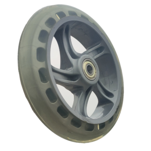 Колесо 145/30/28 мм PU для самоката, обод пластиковый с 2 подшипниками ABEC-7, серое