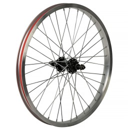 Колесо 20" заднее BMX, двойн. алюм. обод 36H, стал. втулка, 3/8"х175 мм, насып. подшип,9T,серебрист.