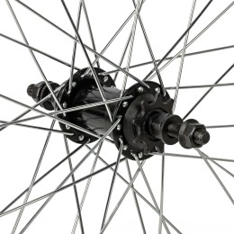 Колесо 20" заднее BMX, двойн. алюм. обод 36H, стал. втулка, 3/8"х175 мм, насып. подшип,9T,серебрист.