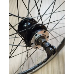 Колесо 24" заднее HOGGER профиль алюминиевый, двойной, 36H, А/V, анодированный, черный, втулка: алюминиевая, под диск, трещотка, эксцентрик