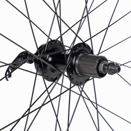 Колесо 26" заднее, двойной пист. обод под disc 32 отв, втулка SF B27R аллюм, экс-к, пром подшип, под касет. 8-9 ск.