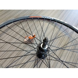 Колесо 26" заднее TRIX алюм, двойной, 36H, фрезерованный, индикатор износа, 559х19,6/22,8х20,2мм, A/V, анодирован, черный, втулка алюм, трещотка, гайк