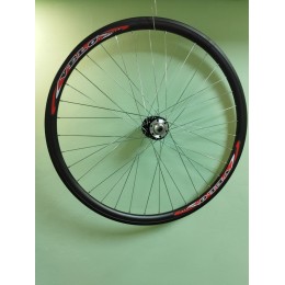 Колесо 27,5" заднее алюм. двойн. обод, спортивная втулка под кассету с пром. подшипником, под эксцентрик, диск 6 отв., цвет черный