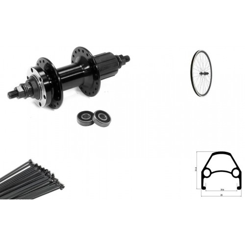 Колесо 27,5" заднее, двойной алю. обод, алю. втулка, промподш., гайки, D-brake, под кассету