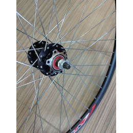 Колесо 28"-29" переднее, алюм. двойн. обод, алюм. втулка, пром. подшипник, под диск 6 отв, цвет черный