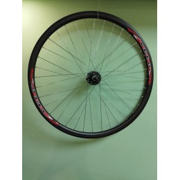 Колесо 28"-29" заднее, алюм. двойн. обод, алюм. втулка под диск тормоз, под трещотку, под гайки, (лого. VELO), 36 спиц, черное