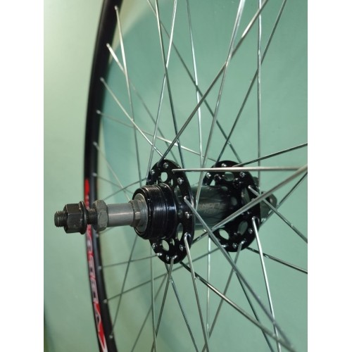 Колесо 28"-29" заднее, алюм. двойн. обод, алюм. втулка под диск тормоз, под трещотку, под гайки, (лого. VELO), 36 спиц, черное