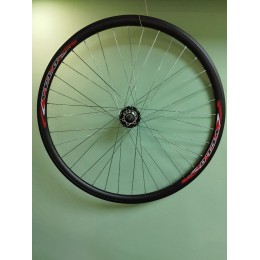Колесо 28"-29" заднее, алюм. двойн. обод, алюм. втулка под диск тормоз, под трещотку, под гайки, (лого. VELO), 36 спиц, черное