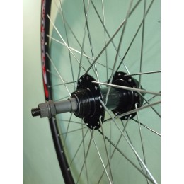 Колесо 28"-29" заднее, алюм. двойн. обод, втулка на пром. подшип., диск. тормоз, под трещотку, на гайках, (лого. VELO), 36 спиц, черное