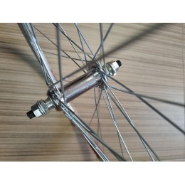 Колесо 28" переднее двойной алюминиевый обод, цвет SILVER, втулка хром